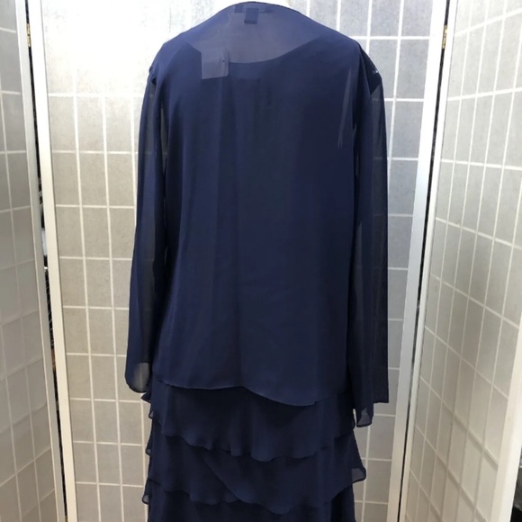 S.L Fashions, Women, cocktail dress, dark blue, size 12, 2 pieces, Elegant!. - Picture 3 of 12